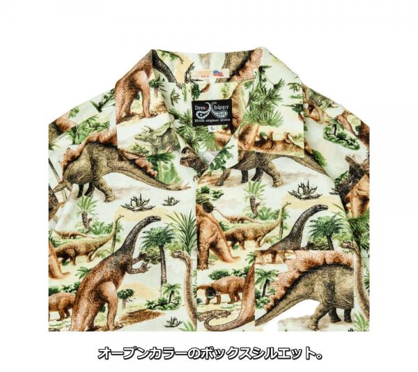 DRESS HIPPY "Dinosaurs" USA L/S SHIRT SAND(ドレスヒッピー・ダイナソーUSAロングスリーブシャツ・サンド)