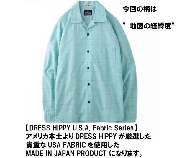 DRESS HIPPY MAP L/S USA SHIRT SAX(ドレスヒッピー・マップロングスリーブUSAシャツ・サックス)