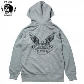 PAWN WINGED EMBLEM HOODIE 92301 GRAY/BLACK(パウン・ウイングエンブレムジップアップパーカー・グレー・ブラック)