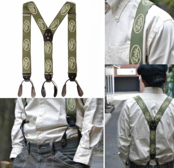 AT-DIRTY WORKERS SUSPENDERST GREEN/NATURAL(アットダーティー・ワーカーサスペンダー・グリーン・ナチュラル)