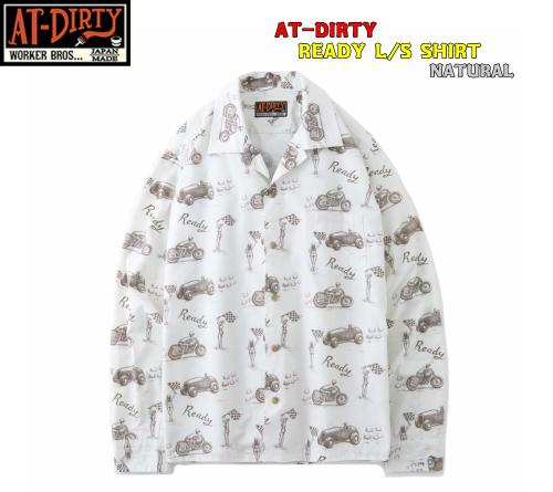 【良品】アットダーティー AT-DIRTY PW スタンドカラー 長袖シャツ M