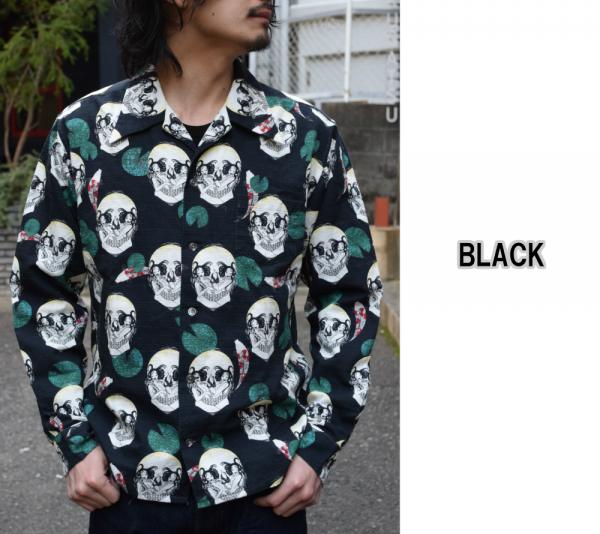 DRESS HIPPY FACE TWO SKULL L/S SHIRT BLACK(ドレスヒッピー