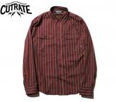 CUTRATE L/S STRIPE SHIRT BURGUNDY(カットレイト・ロングスリーブストライプシャツ・バーガンディー)