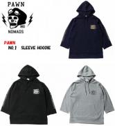 【SALE 40%OFF】PAWN NO.1 SLEEVE HOODIE 92304 BLACK/GRAY/NAVY(パウン・ナンバー1スリーブパーカー・ブラック・グレー・ネイビー)