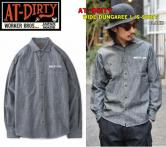 AT-DIRTY WIDE DUNGAREE L/S SHIRT  BLACK(アットダーティー・ワイドダンガリーロングスリーブシャツ・ブラック)