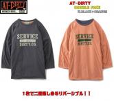 AT-DIRTY DOUBLE FACE 3/4 TEE W.BLACK×ORANGE(アットダーティー・リバーシブル7分袖Tシャツ・ウォッシュブラック×オレンジ)