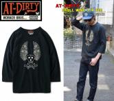 AT-DIRTY SKULL WING 3/4 TEE  BLACK(アットダーティー・スカルウィング7分袖丈Tシャツ・ブラック)