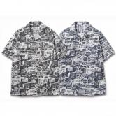 【SALE 40%OFF】FUCT SSDD XEROX PATTERN S/S SHIRT・NAVY・BLACK(ファクト・ゼロックス パターン 半袖 シャツ・ネイビー・ブラック)　