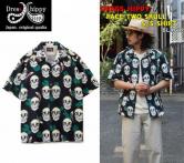 DRESS HIPPY FACE TWO SKULL S/S SHIRT  BLACK(ドレスヒッピー・フェイストゥスカルショートスリーブシャツ ブラック)