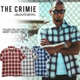 CRIMIE ITALIAN COLLAR CHECK SHORT SLEEVE PRINT SHIRT・BLUE/BLACK/RED(クライミー・イタリアンカラーチェックショートスリーブプリントシャツ・ブルー/ブラック/レッド)