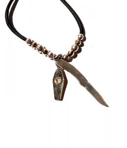 CUTRATE KNIFE FEATHER NECKLACE BLACK BY LARRY SMITH MADE(カットレート・ナイフフェザーネックレス・ブラック・ラリースミス)