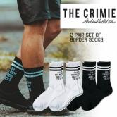 CRIMIE 2 PAIR SET OF BORDER SOCKS・WHITE/BLACK(クライミー・2ペアーセットボーダーソックス・ホワイト/ブラック)