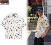 AT-DIRTY FLAMES S/S SHIRT NATURAL(アットダーティー・フレームス半袖シャツ・ナチュラル)