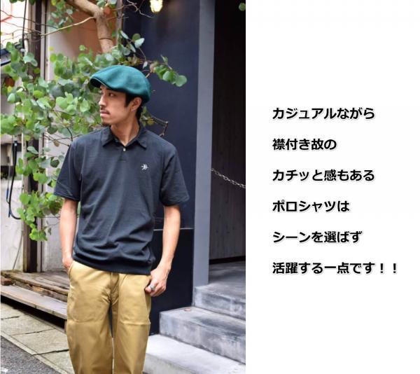 DRESS HIPPY DH POLO S/S SHIRT BLACK/NATURAL/CHERRYドレスヒッピー