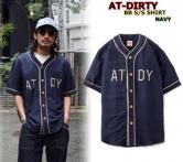 AT-DIRTY BB S/S SHIRT   NAVY(アットダーティー・ベースボール半袖シャツ・ネイビー)