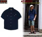 AT-DIRTY VENICE S/S WORK SHIRT NAVY(アットダーティー・ベニス半袖ワークシャツ・ネイビー)