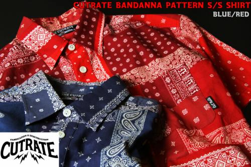 【SALE 20%OFF】CUTRATE BANDANNA PATTERN S/S SHIRT BLUE/RED(カットレイト・バンダナパターン半袖シャツ・ブルー/レッド)