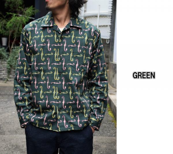 DRESS HIPPY F-HOLE L/S SHIRT GREEN(ドレスヒッピー・fホールロング