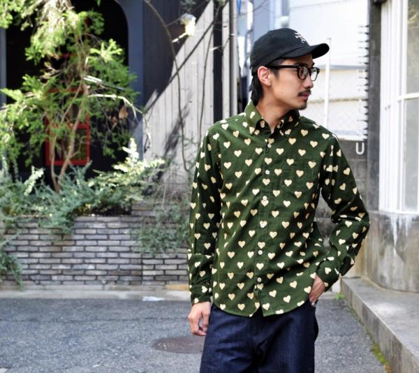 DRESS HIPPY DH-HEART L/S SHIRT GREEN(ドレスヒッピー・DHハート