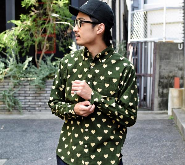 DRESS HIPPY DH-HEART L/S SHIRT GREEN(ドレスヒッピー・DHハート