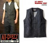 AT-DIRTY WORKERS VEST  DENIM(アットダーティ-・ワーカーズベスト・デニム)