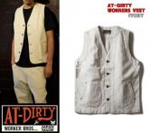 AT-DIRTY WORKERS VEST  IVORY(アットダーティ-・ワーカーズベスト・アイボリー)