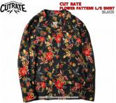 CUTRATE FLOWER PATTERN L/S SHIRT BLACK(カットレイト・フラワーパターンロングスリーブシャツ・ブラック)