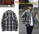 AT-DIRTY CLASSIC NEL STAND L/S SHIRT  NAVY(アットダーティー・クラッシックネルスタンドカラーロングスリーブシャツ・ネイビー)