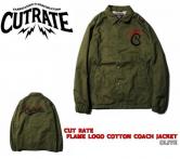 CUTRATE FLAME LOGO COTTON COACH JACKET OLIVE(カットレイト・フレームロゴコットンコーチジャケットジャケット・オリーブ)