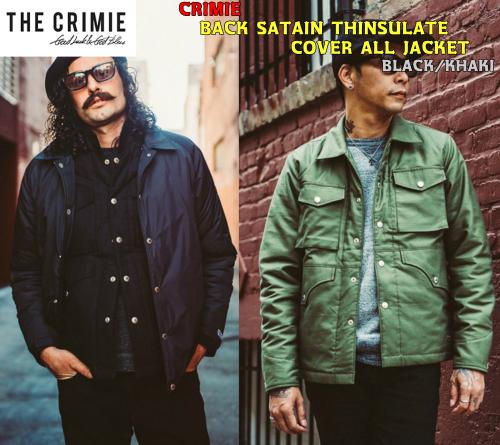 CRIMIE BACK SATAIN THINSULATE COVER ALL JACKET BLACK/KHAKI(クラミー・バックサテンシンサレートカバーオールジャケット・ブラック/カーキ)