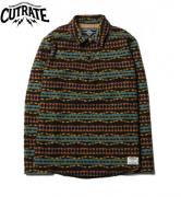 【SALE 30%OFF】CUTRATE PULLOVER NATIVE BORDER L/S SHIRT BLACK(カットレート・プルオーバーネーティブボーダーロングスリーブシャツ・ブラック)