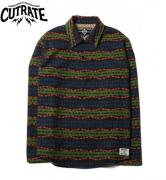 【SALE 30%OFF】CUTRATE PULLOVER NATIVE BORDER L/S SHIRT NAVY(カットレート・プルオーバーネーティブボーダーロングスリーブシャツ・ネイビー)