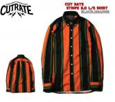CUTRATE STRIPE B,D L/S SHIRT BLACK.ORANGE(カットレイト・ストライプボタンダウンストライプシャツ・ブラック.オレンジ)