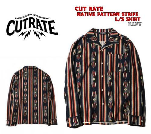 CUTRATE NATIVE PATTERN STRIPE L/S SHIRT NAVY(カットレイト