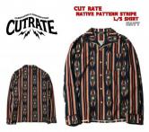 CUTRATE NATIVE PATTERN STRIPE L/S SHIRT NAVY(カットレイト・ネイティブパターンストライプロングスリーブシャツ・ネイビー)