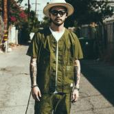 CRIMIE JOE MILITARY SHIRT・BLACK/KHAKI(クライミー・JOEミリタリー半袖シャツ・ブラック/カーキ)