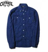 CUTRATE NATIVE PATTERN L/S B.D SHIRT・BLUE(カットレイト・ネイティブパターンロングスリーブボタンダウンシャツ・ブルー)