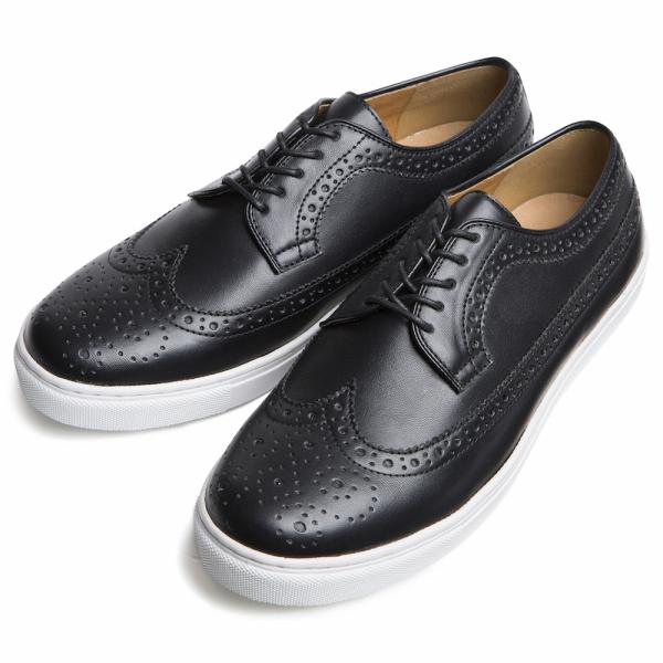 CRIMIE PU WING TIP LEATHER SNEAKERS BLACK/BLACK×WHITE (クライミー ...
