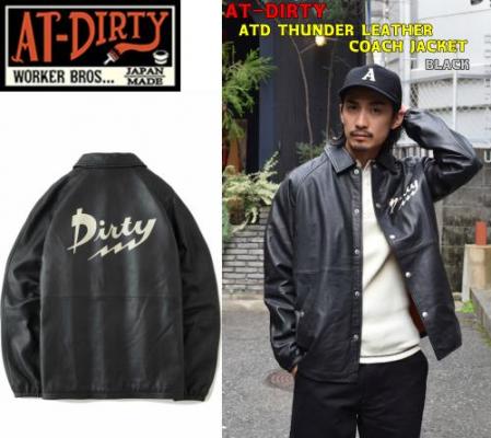 AT-DIRTY ATD THUNDER LEATHER COACH JACKET BLACK(アットダーティー 