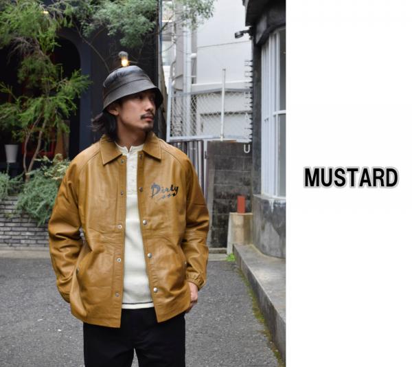AT-DIRTY ATD THUNDER LEATHER COACH JACKET MUSTARD(アットダーティー