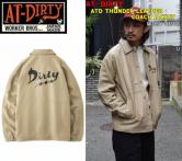 AT-DIRTY ATD THUNDER LEATHER COACH JACKET LIGHT BEIGE(アットダーティー・ATDサンダーレザーコーチジャケット・ライトベージュ)