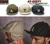 AT-DIRTY A.T.D EAR WORM CAP  OLIVE/BEIGE/CHARCOAL(アットダーティー・A.T.Dイヤーウォームキャップ・オリーブ/ベージュ/チャコール)