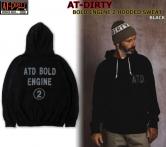 AT-DIRTY BOLD ENGINE 2 HOODED SWEAT BLACK(アットダーティー・ボルドエンジン2フーデッドスェット・ブラック)