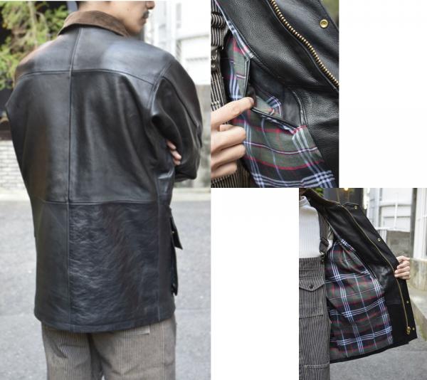 AT-DIRTY LOGGER VINTAGE LEATHER COAT BLACK(アットダーティー