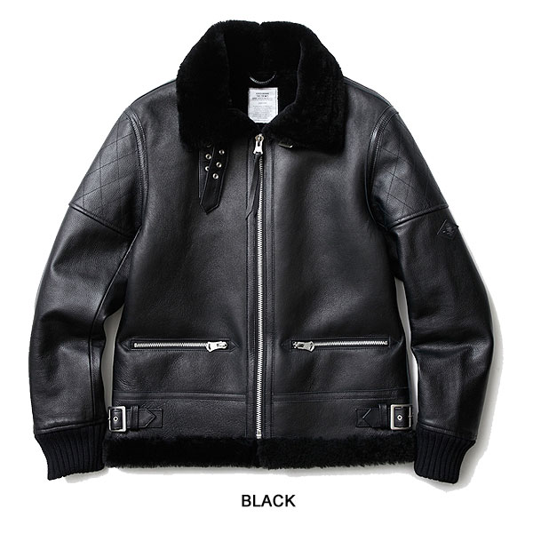 CRIMIE B3 MOUTON LEATHER JACKET BLACK/NAVY/BROWN(クラミー・B3 