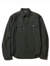 CUTRATE L/S PLANE WOOL SHIRT/GREEN(カットレート・プレーンウールシャツ・グリーン)