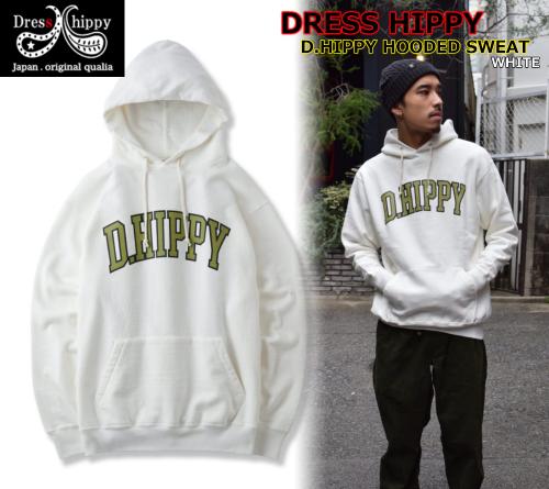 DRESS HIPPY D.HIPPY HOODED SWEAT WHITE(ドレスヒッピー フーディースェット・ホワイト)