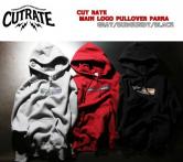 CUTRATE MAIN LOGO PULLOVER PARKA・GRAY/BURGUNDY/BLACK(カットレイト・メインロゴプルオーバーパーカー・グレー/バーガンディー/ブラック)