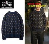 DRESS HIPPY HEART CREW KNIT NAVY(ドレスヒッピー ハートクルーネックニットセーター・ネイビー)