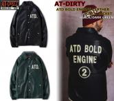 AT-DIRTY BOLD LEATHER COACH JACKET BLACK/DARK GREEN(アットダーティー・ボルドレザーコーチジャケット・ブラック/ダークグリーン)